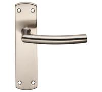 Residential Arched Lever on Backplate Satin Chrome Finish Solid Zinc Handle Set for Modern Internal Doors (Latch)