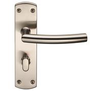 Residential Arched Lever on Backplate Satin Chrome Finish Solid Zinc Handle Set for Modern Internal Doors (Bathroom)