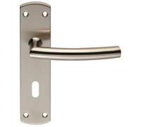 Residential Arched Lever on Backplate Satin Chrome Finish Solid Zinc Handle Set for Modern Internal Doors (Lock Profile)