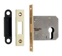 Residential Euro Profile Deadlock Casing 78.5mm 108mm Fixings Electro Brassed Loops Metallics One Size