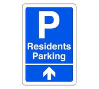 Residents Parking arrow left - safety sign - 1.2mm Rigid plastic for indoor/outdoor usage (200mm x 150mm) Viewing Distance within 5m.