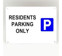 Residents Parking Only Metal Sign Reserved Blue P Warning Driveway Space Clear 8X12 Inches
