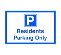 Residents parking only - Safety sign - 1.2mm Rigid plastic for indoor/outdoor usage (150mm x 100mm) Viewing Distance within 3m.