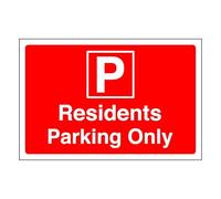 Residents parking only - Safety sign - 1.2mm Rigid plastic for indoor/outdoor usage (150mm x 100mm) Viewing Distance within 3m.