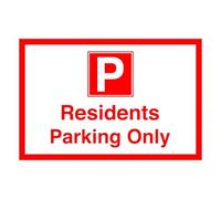 Residents parking only - Safety sign - 1.2mm Rigid plastic for indoor/outdoor usage (300mm x 200mm) Viewing Distance within 7m.