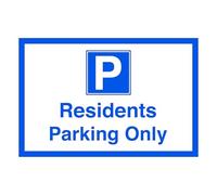 Residents parking only - Safety sign - 1.2mm Rigid plastic for indoor/outdoor usage (400mm x 300mm) Viewing Distance within 14m.
