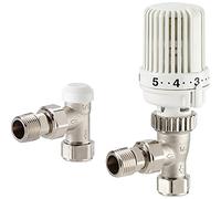 Resideo Honeywell VTL15-15A Essential TRV + Lockshield Set Reversible 15mm Angled Thermostatic Radiator Valve with Liquid Sensor VTL15-15A, White