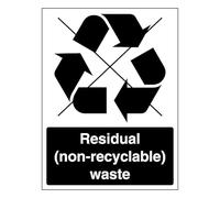 Residual (Non-Recyclable) Waste - Waste Symbol 300 x 400 mm - Glow In The Dark Self Adhesive Vinyl