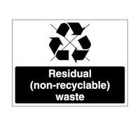 Residual (Non-Recyclable) Waste - Waste Symbol - Landscape 200 x 150 mm - Glow In The Dark Self Adhesive Vinyl