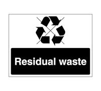 Residual Waste - Waste Symbol - Landscape 200 x 150 mm - Glow In The Dark 1mm Rigid Plastic