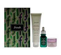 Resilient Hidrated Skin Trio by Fresh for Women - 3 Pc 5oz Soy Face Cleanser, 1oz Elixir Skin Resilience Activating Serum - Tea, 0.5oz Deep Hidration Face Cream - Rose