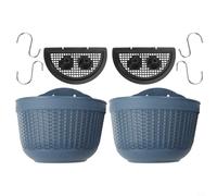 Resilient Wall Mounted Semicircular Flower Pot Set, Perfect for Urban Gardening and Space Utilization in Any Setting (Blue)