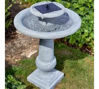 Garden Mile Resin 2 Tier Cascade Solar Powered Garden Water Feature Chatsworth Fountain with Stone Effect - Freestanding Solar Water Fountain Bird Bath Outdoor Ornaments for Garden, Patio, Lawn Decor