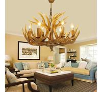 Resin 9 Lights Brown Rustic Deer Luxury Lighting Chandelier Double Layer Farmhouse Style Antler Light Fixtures