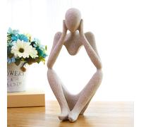 Resin Abstract Meditator Statue - Tabletop Woman Figurine, Serene Beige Sculpture for Calm Home Decor