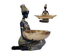 Resin African Woman Serving - Verie Alimentari | Decorative Desktop Ornament and Fruit Tray for Parties, Table Storage for Candy, Dessert and Snack, Handcrafted Design