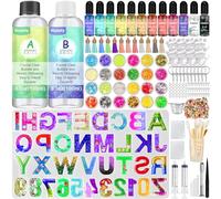 Resin Alphabet Mold Starter Kit 169 Pcs Letter Silicone Keychain Molds Reversed Backward Number Molds with Epoxy Resin Mold Pigments Tools for Epoxy Resin Beginners Adults Kids Jewelry Earring Pendant