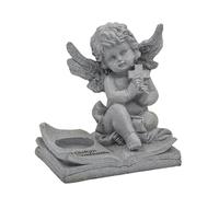 Resin Angel Candle Holder | Indoor Candlestick in Resin with Cross | Small Angels Statues, for Altars Dedicated Corners Tombstones Gardens Living Rooms Desks Tables Indoor Decoration Home Office