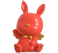 Resin Angel Rabbit Figurine, Handmade Asian-inspired Bunny Christmas Decor Accent Statue for Coffee Table Bookshelf Nightstand(Small Orange)