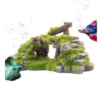 Resin Aquarium Bridge, Green Moss Fluff Decoration, Turtle Tank Ornament, Solid Reptile Resin Feature, Sturdy Terrarium Decor, Natural Fish Tank Accessory, Hiding Spot for