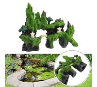 Resin Aquarium Decoration Moss Tree House for Cave for Fish Tank & Shrimp Breeding, Natural-Looking Artificial Water Plant Ornament for Aquascaping, V(C)