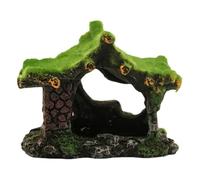 Resin Aquarium, Fish Tank Ornaments, Landscaping Decoration, Flocked Moss Hut, Shelter House For Aquatic Pets To Breed, Play And Rest, Shelter Hole