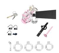 Resin arc-Shaped Chastity cage with 4 Sizes of Rings, 1 Invisible Lock, 2 Keys, 1 Belt A217-uk (Transparent:M)