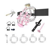 Resin arc-Shaped Chastity cage with 4 Sizes of Rings, 1 Invisible Lock, 2 Keys, 1 Belt A217-uk (Transparent:L)