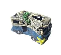 Resin Auto Wreck Aquarium Decoration Aquarium Prawn Cave for Rest Play Salt and Fresh Water Small Fish Aquatic Pets to Breed(School Bus)