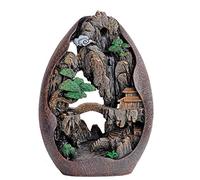 Resin Backflow Incense Burner Handmade Waterfall Incense Holder with 120 Incense Cones 30 Stick Home Ornaments Decoration (Mountain 01)