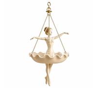 Resin Ballet Dancer Hanging Planter with Metal Chains Unique Succulent & Trailing Plant Holder Multifunctional Ballerina Statue Flower Pot for Patio Porch Garden Decor (A)
