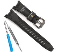 Resin Band Compatible with Casio Pro Trek PRG-110C PRG-110Y PRW-1300 PRW-1300Y PAW-1300 Men's Watch Strap Bracelet (Black strap black buckle)