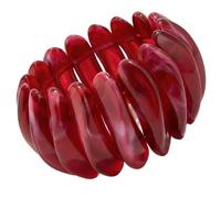 Resin Bangle for Women, Chunky Wine Red Wide Irregular Bracelet, Elastic Stretch Jewelry, Lightweight Marble Pattern Design, 7 in Circumference