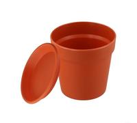 Resin-Based Round Flower Pot Designed for Water Efficiency with Overflow Relief and Stable Base for Potted Greenery (pottery red)