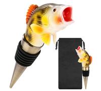 Resin Bass Head Wine Stopper, with Bronze Cone, 2-in-1 Bottle Stopper, Removable Wine Stoppers, with Gift Bag, Angel Gift for Men, Beer Accessories for Birthday, Father's Day, Christmas