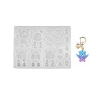 Resin Bear and Rabbits Keychain Moulds Pendant Silicone Mold Jewelry Crafting Molds for Crafting Crystal Epoxy Projects