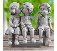Resin Bench Figurine Featuring Three Playful Children for Adding Heartwarming Touch to Indoor and Outdoor Spaces