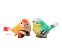 Resin Bird Figurines, 2-Pack Cartoon Ornaments Garden Decor Hand-Painted Details Compact Size Outdoor Patio Landscape Enhancement(7987 Little Bird)