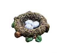 Resin Bird Figurines for Mini Garden, Landscape Ornament for Nest and Eggs, Small Decorative Birds for Fairy Garden, Terrarium or Potted Plants (Nests)