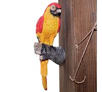 Resin Bird Garden Ornament, Parrot Statue Realistic Bird Resin Ornament, Weatherproof Bird Sculpture Tree Hanger for Fairy Garden Lawn Art Sign Welcoming, for Home Garden Tree Wall Decor