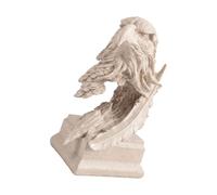 Resin Bird Head Statue with Carved Plume Texture, A | Square Pedestal Base, Tabletop Accent for Desk Shelf Mantel Display