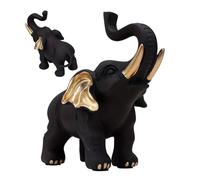 Resin Black and Gold Elephant Figurine - Lucky Elephant Decoration for Home | Charming Desktop Ornament for Living Rooms | for Elders and Elephant Collectors, Dimensions 15x7x14cm, Weighs 2