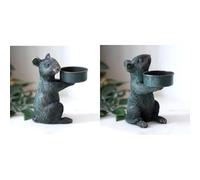 Resin Bronze Mouse Tealight Holder Antique Mice Tealight Holder Shelf Sitter Tabletop Ornament Home Garden Sculpture Gift (2 Piece Face Down)