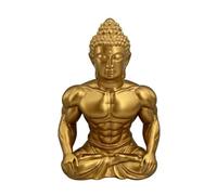 Resin Buddha Statue Meditating Sculpture, Modern Minimalist Style, Golden Muscular Buddha, Sitting Posture, 10x6x14.5cm, 230g