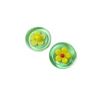 Resin Buttons 10pcs Beautiful Flower Buttons 18mm Round Transparent Plastic Shank DIY Accessories(Yellow)