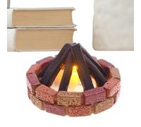 Resin Campfire Lamp - 5.5x3.5cm Indoor Bonfire Light, Brick Base Glow Decor, Electric LED Flame Effect, Cožy Night Accent | Warm Decorative Cämpfire Light for Dorm Room Study Bedroom Kitchen Apartment