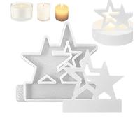 Resin Candle Holder Mold - Creative Votive Resin Candlestick Mould with Double Stars | DIY Tealight Candle Vessel Decor Craft Making Tool, Silicone Epoxy Casting Mold for Art