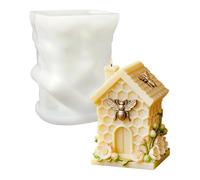 Resin Candle Mold,Bee Flowers Standing House Home Decor,Silicone Molds for Candles - for Soap Chocolate Birthday Party Offices Home Room Desk Desktop School Dormitory