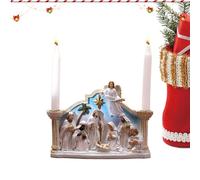 Resin Candlestick Statue - Christmas Candle Holder | 1 Piece Nativity Advent Candle Holder For Home Fireplace Table Indoor Mantle Christian Decorations