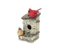 Resin Cardinal Birdhouse and Feeder - Hanging Outdoor Decor for Garden, Porch, or Patio - Dual-Use Shelter and Feeding Station - Thoughtful Gift for Nature Lovers, Gardeners, and Bird Watchers